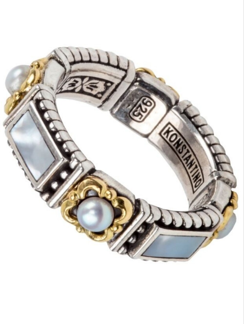 Konstantino Pearl and Mother of Pearl Band Ring
